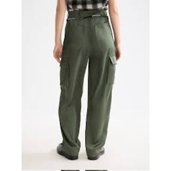 Scotch And Soda Faye High-Rise Tapered Leg Satin Cargo Pant Women's Large NEW - Picture 2 of 16